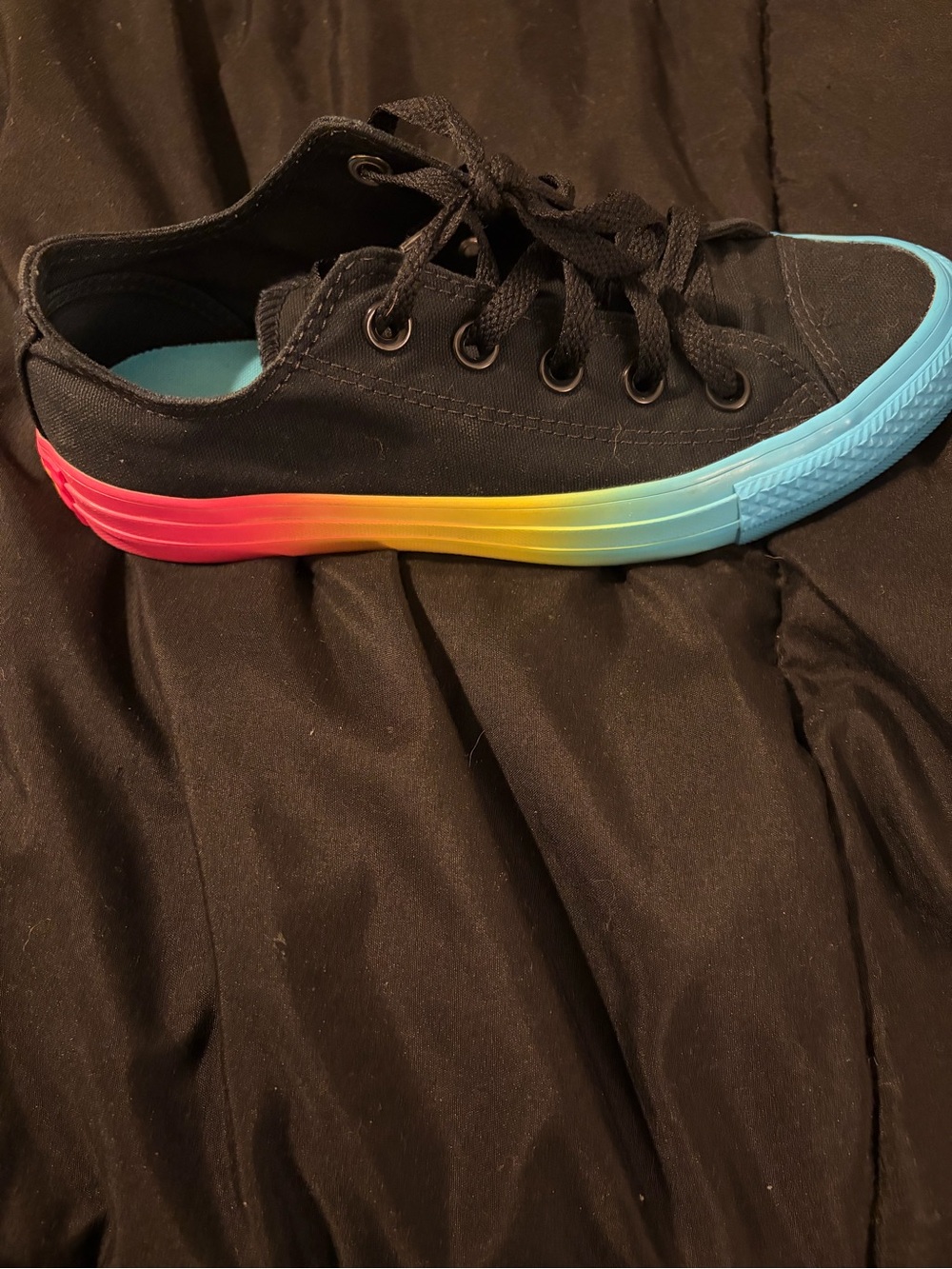 Converse All Star Black Canvas Rainbow Sole Sneakers Women’s 6